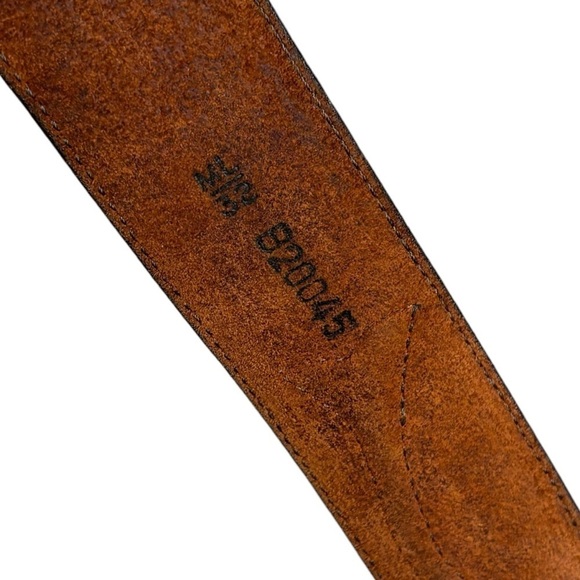 VINTAGE FLORAL ETCHED BUCKLE BROWN TOOLED LEATHER BELT WESTERN BOHO RODEO HIPPIE - Picture 10 of 11
